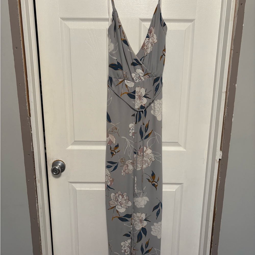 Floral Gray spaghetti strap jumper-one piece
